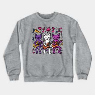 Keith Haring Inspired Cat Rock Band Crewneck Sweatshirt